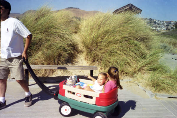 Taking a wagon ride on the trails