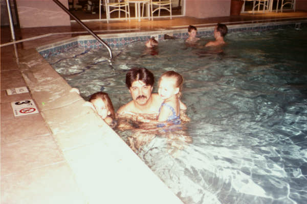 Chloe, Daddy, Ris at the Pool