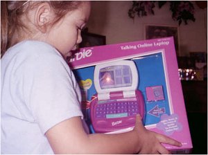 Chloe and her barbie computer